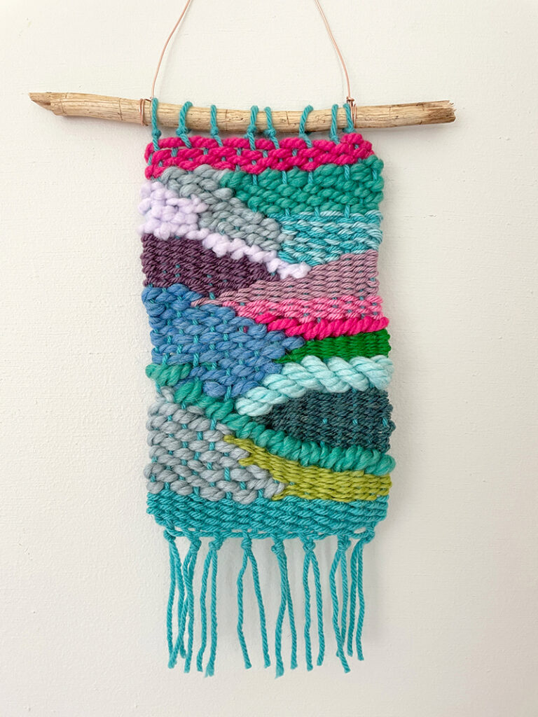 Doodle weavings with a cardboard loom.